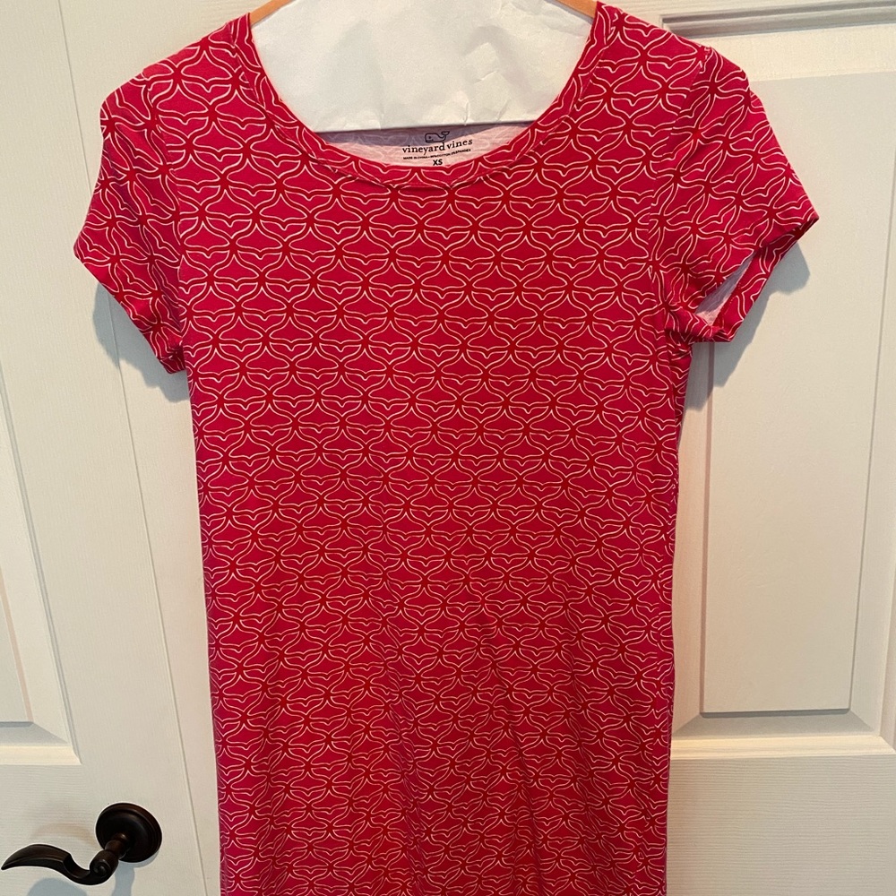 Pink Vineyard Vines Print T-Shirt Dress